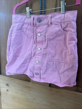 Girls' Pink Button-Front Skirt
